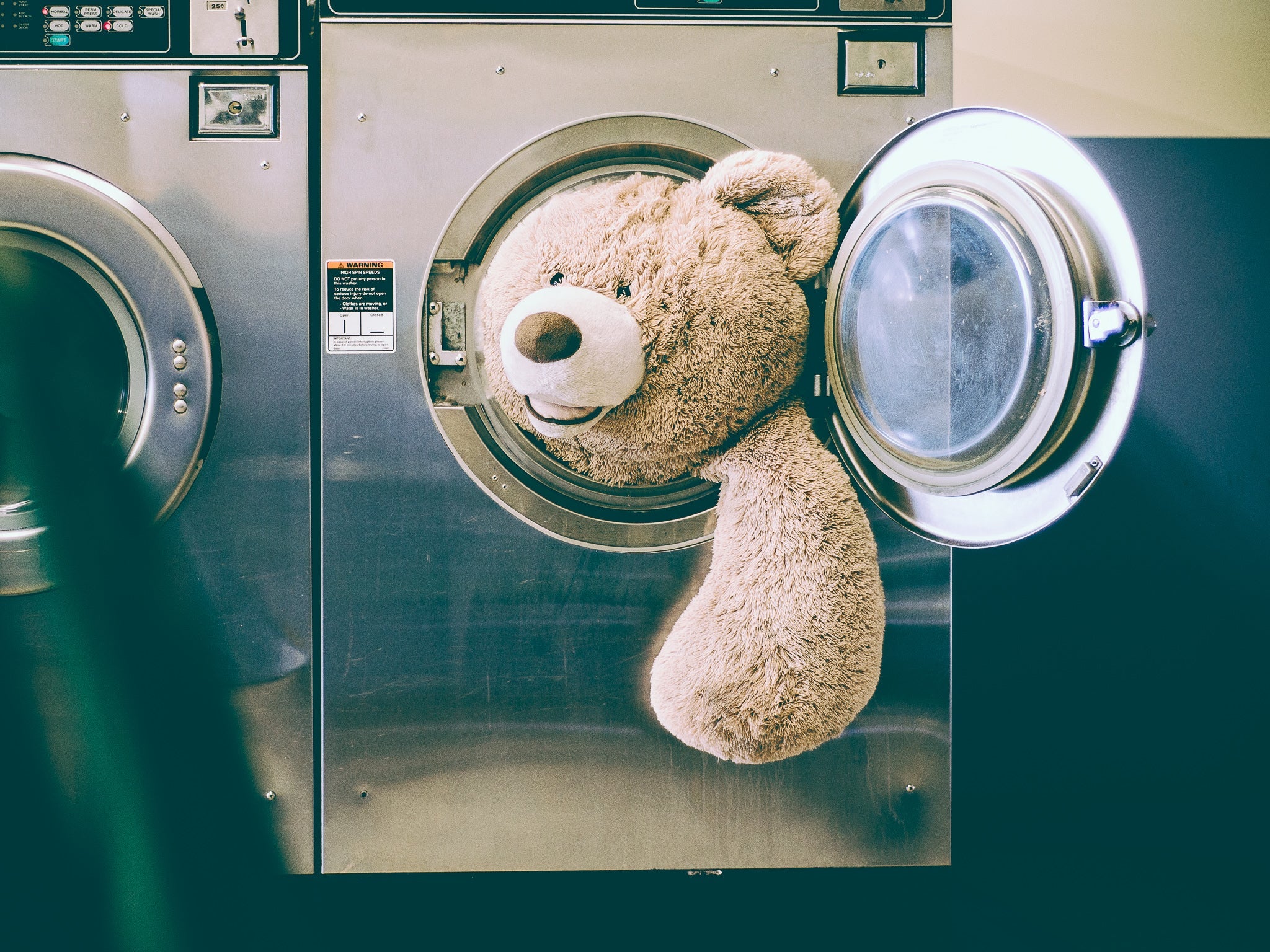 Teddy Takes a Bath (Framed Print)